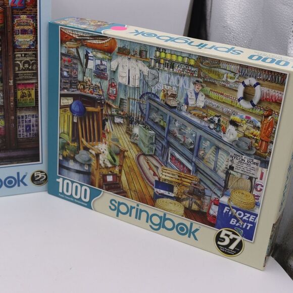 Springbok 1000 pc Puzzles Lot 2 Groovy Records and Bait Shop Fathers Day - Picture 9 of 11